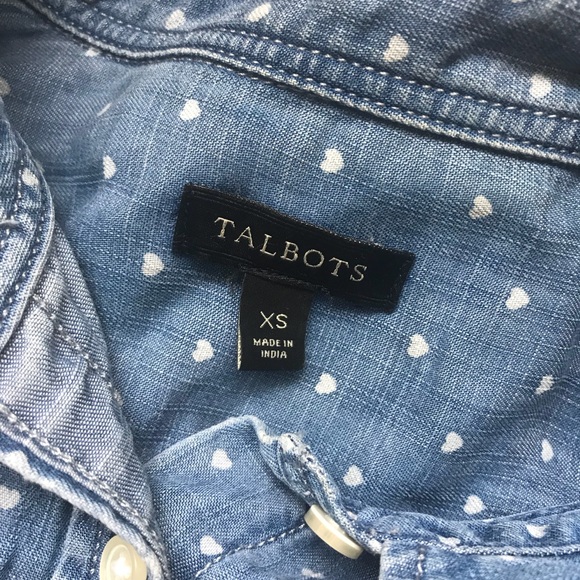 Talbots Chambray Hearts Button Down - Picture 2 of 4